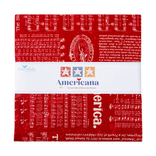 Lori Holt Americana 10 inch stacker fabric precut showing stack with label