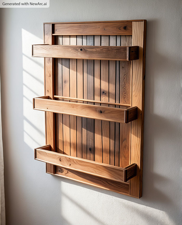 build a wall mounted blanket ladder AI generated image of finished project with optional back