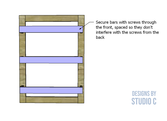 build a wall mounted blanket ladder drawing showing bars secured to supports on frame