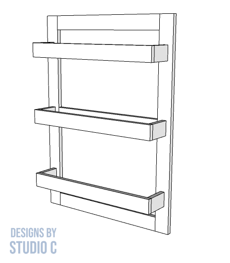 build a wall mounted blanket ladder drawing showing shorter item