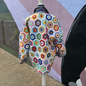 handmade quilted jackets multi flower garden back view