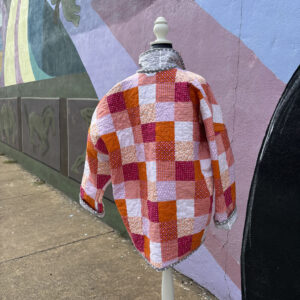 handmade quilted jackets orange pink patchwork back view