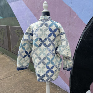 handmade quilted jackets blue cathedral window back view